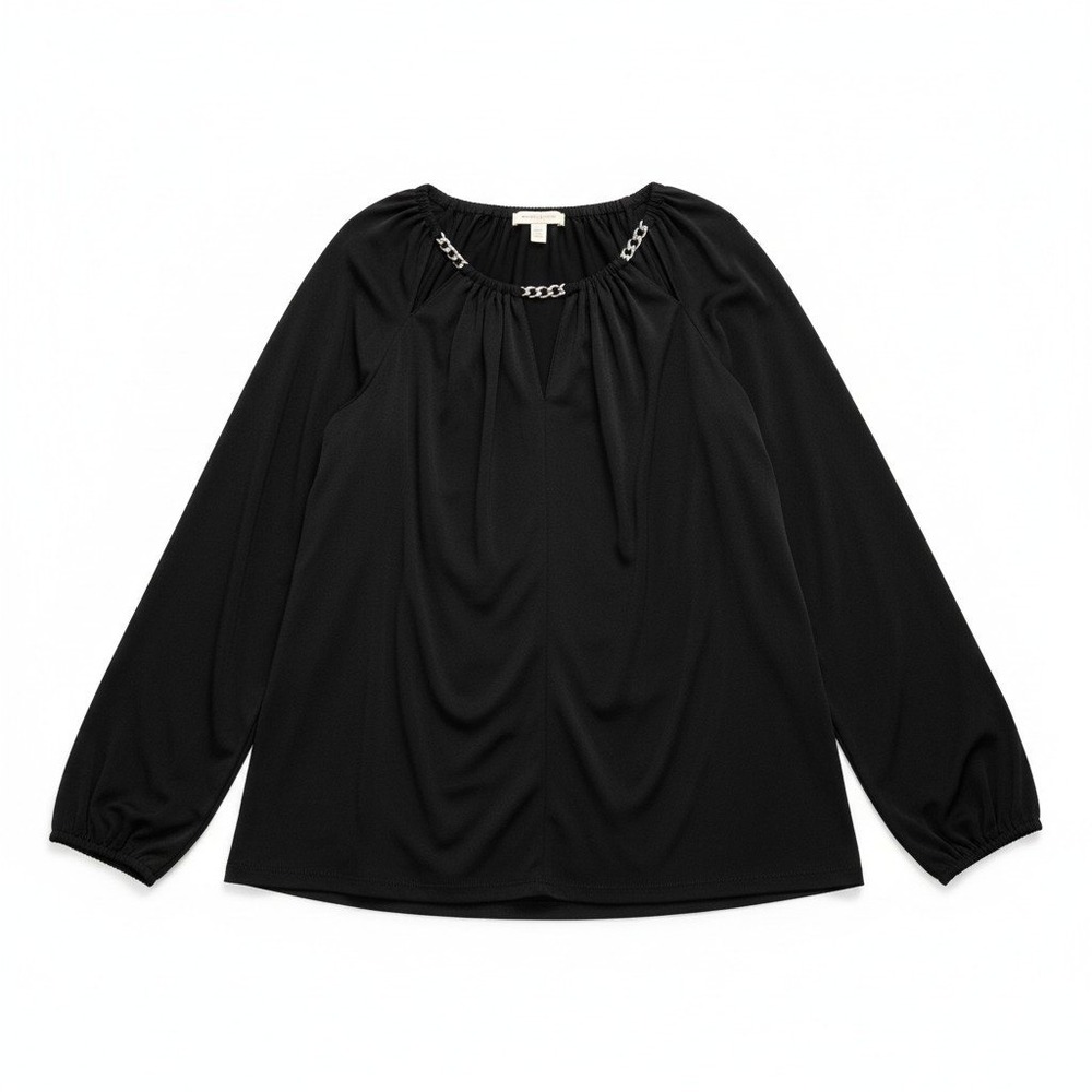 Michael Michael Kors XL Black Womens Long Sleeve Chain Neck Top Casual